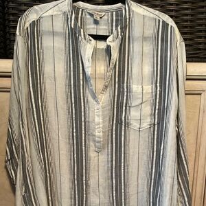 LUCKY BRAND100% COTTON LONG GRAY/ WHITE STRIPED 100% COTTON TUNIC